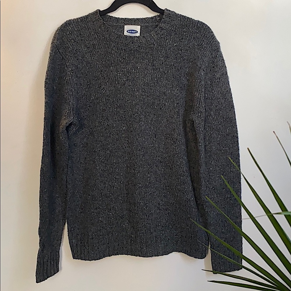 Old Navy Grey Speckled Wool Blend Sweater